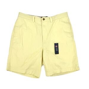 Chaps Mens Size 36 Shorts Flat Front Bermuda Pastel Yellow Solid Casual Cotton